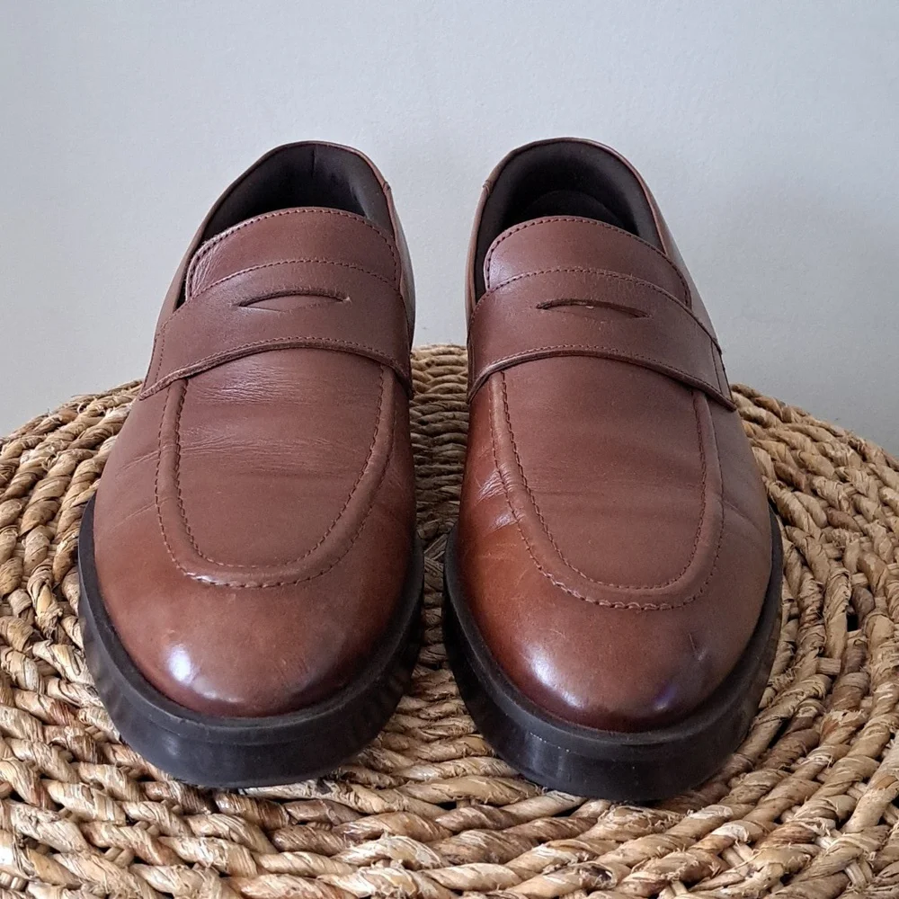 Wolf & Shepherd Mens Closer Saddle Brown Leather Luxury Dress Loafers 10‎